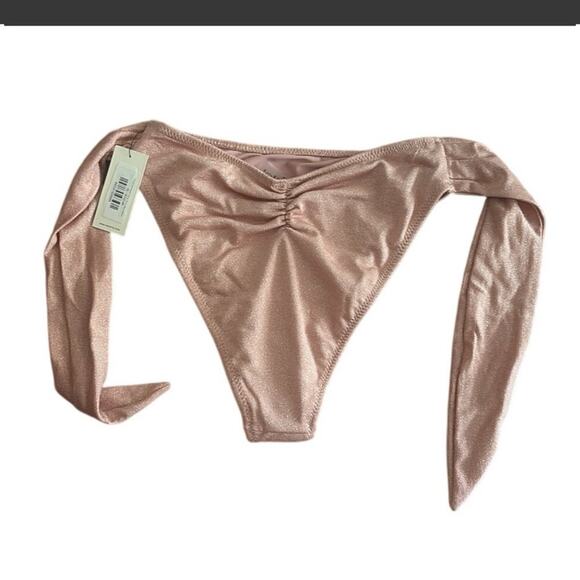NWT Montce Prima Pink Sparkle Paula Tie-Up Bikini Bottom Large - Picture 5 of 10